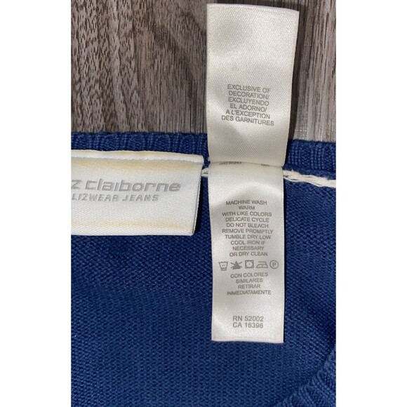 LizWear petite sweater Smoky Blue Size S Long sleeve Fairisle pattern - Picture 10 of 10